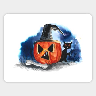 Pumpkin Cemetery Watercolor Sticker